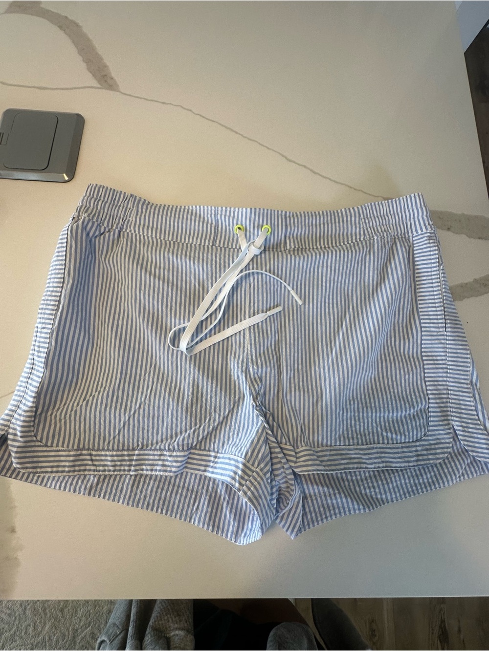 Vineyard Vines Blue and White Striped Seersucker Athletic Shorts